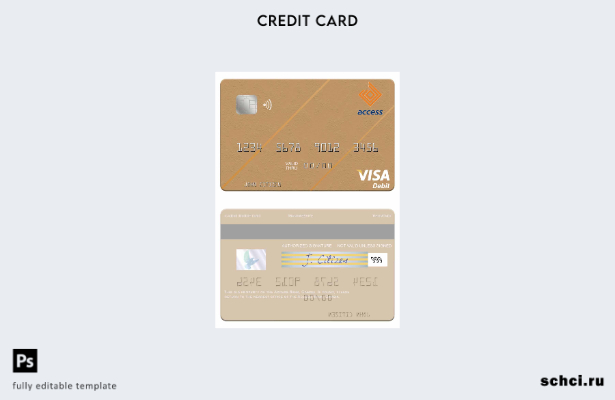 скачать в цифровом формате шаблон дебетовой карты Visa Gambia Access Bank